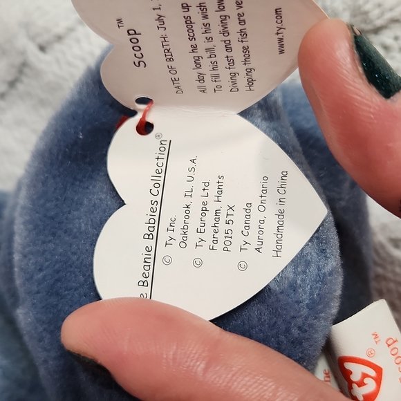 🕸Vintage Ty Beanie Baby Original Scoop The Pelican P.V.C. Pellets 1996 - Picture 10 of 12
